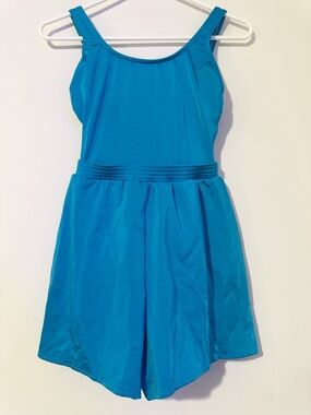 Vintage Lands' End One-Piece Swimsuit w/ Built In Shorts - Aqua Blue